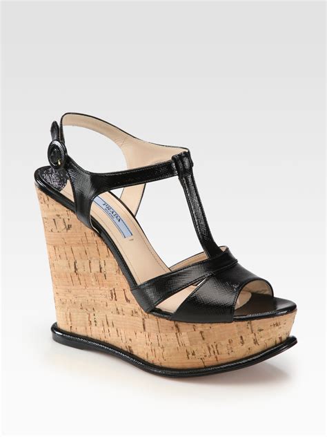 prada patent leather wedge sandals|prada wedge sandals sale.